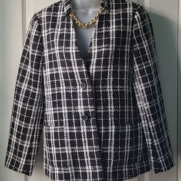 Banana Republic Textured Plaid Blazer | Fully Lined | NWOT | Size 8 - Picture 2 of 6